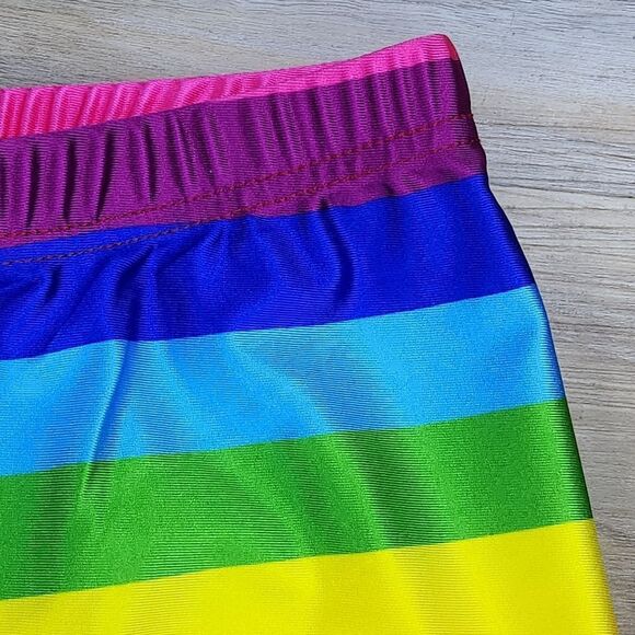 ☔️🔸️NWOT Rainbow Stripe Fitted Full Length Leggings Medium - Picture 7 of 10